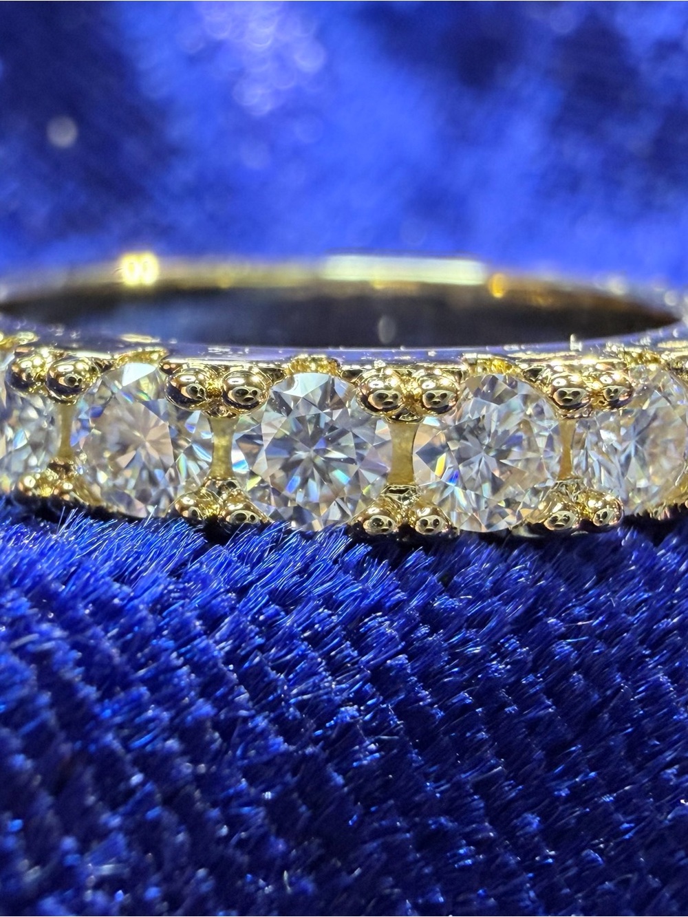 New Classic Gold Moissanite Eternity Band - Brillant White Sparkling Stones